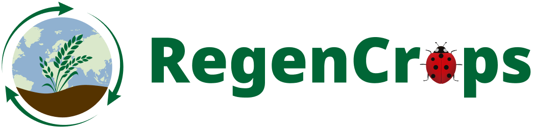 RegenCrops logo with wheat and soil icon, representing AI-driven regenerative agriculture for sustainable farming.