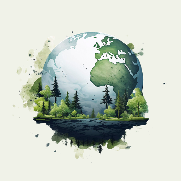 Regenerative Agriculture Illustration of Earth with greenery, symbolizing regenerative agriculture’s role in sustainable farming and environmental health.